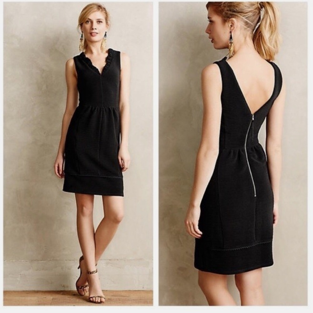 Anthropologie MAEVE XS Dress OTTOMAN Ruffle Textured Knit Pockets Lined Zip NWT